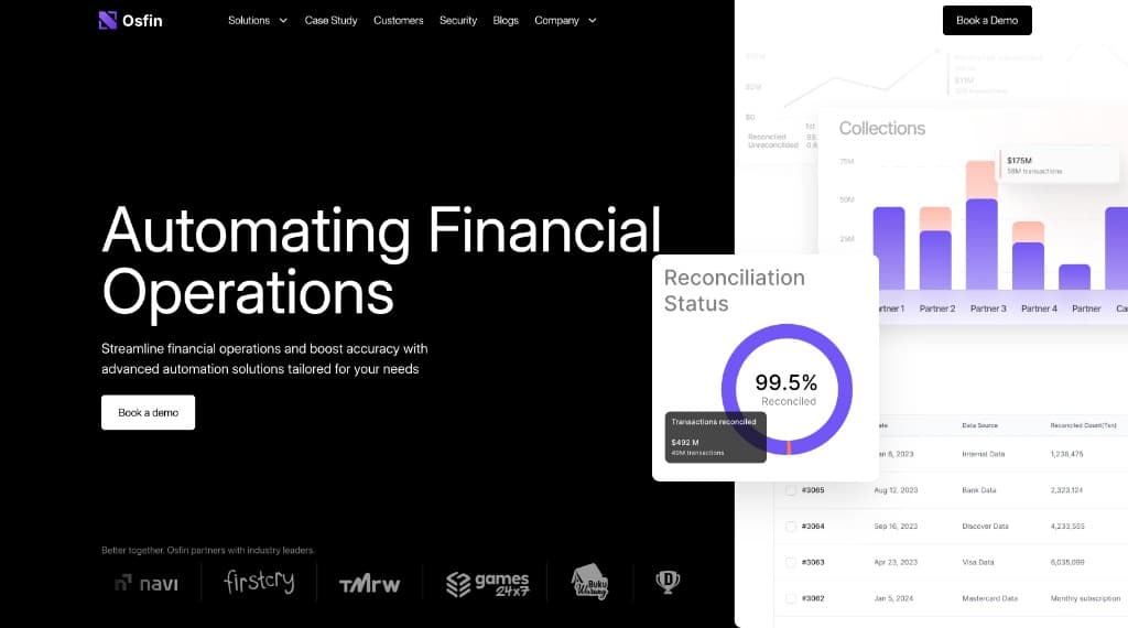 Osfin homepage — automating financial operations